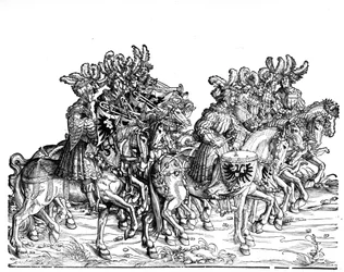Tien Muzikanten, uit de Triomftocht van Maximiliaan I, ca. 1517